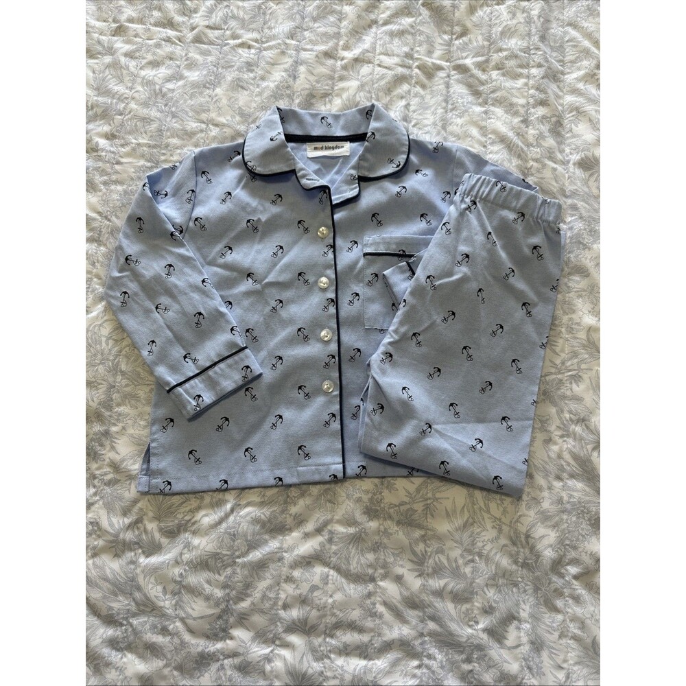 Little Me Light Blue Anchor Print Pajama Set